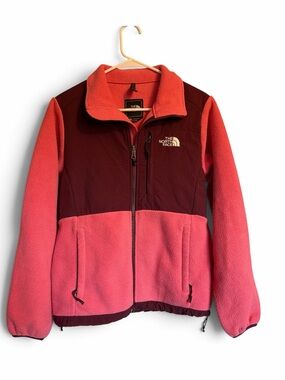 The North Face Women's Denali Polartec Fleece Jacket Sz S color block Pink Burg